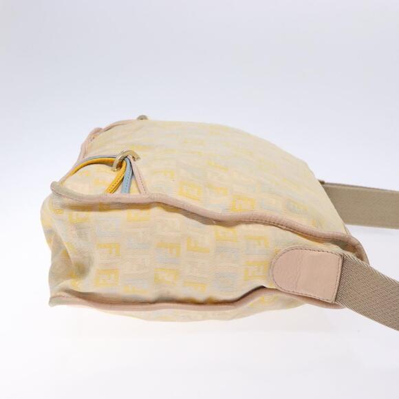FENDI Zucchino Canvas Shoulder Bag Beige Gold - Picture 4 of 13